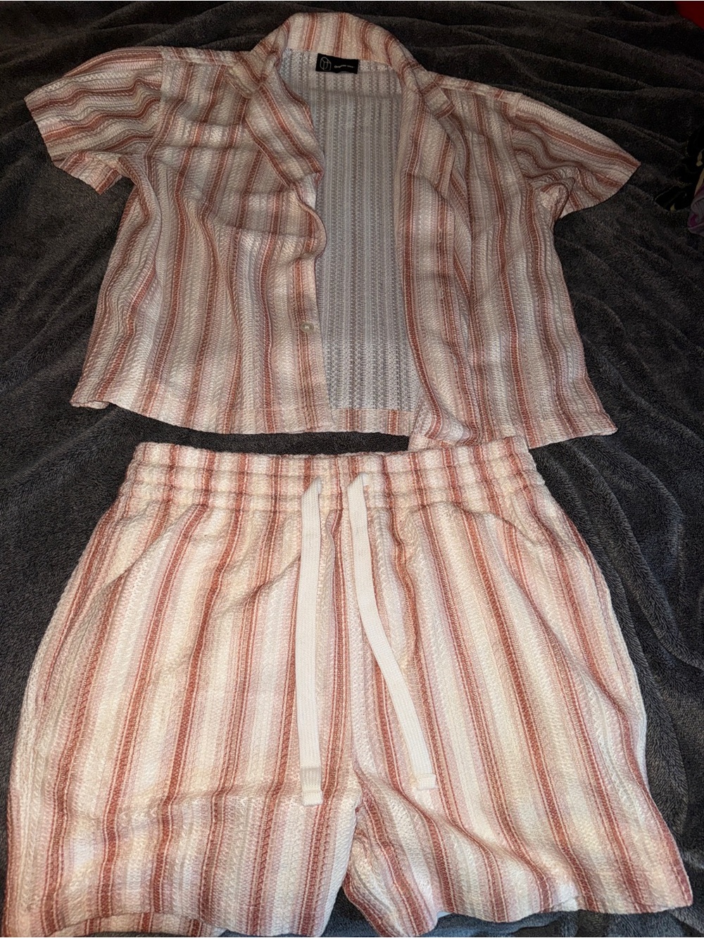 Original Use Pink & White Striped Short Sleeve Pajama Set